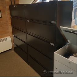 Artopex Black 5 Drawer Lateral File Cabinet, Locking